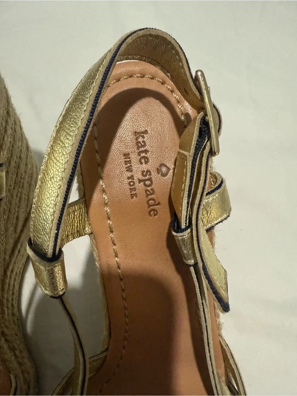 kate spade Metallic Gold Wedge Espadrille Sandals